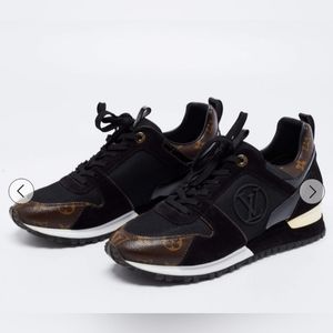 Authentic Louis Vuitton Women's Run Away Sneakers with Monogram Canvas and Suede